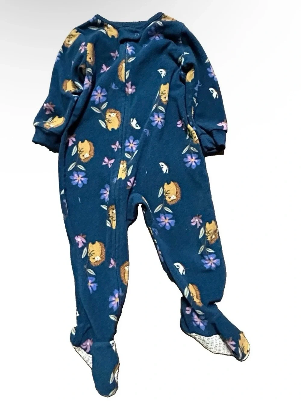 Toddler Girl Footie Pajamas Burt’s Bees Baby Cotton Fleece Size 12-18 Months